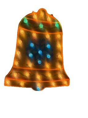Vintage Christmas Lighted Window Silhouette Bell Snowflake Holographic Glitter
